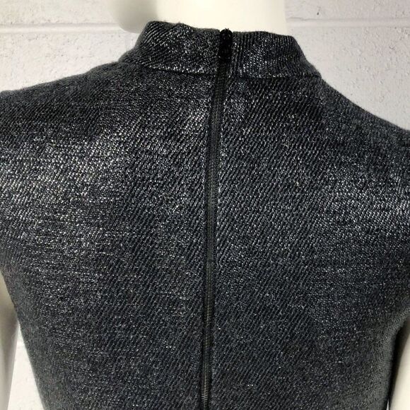 Womens Jill Stuart Black Shimmer Mock Neck Retro Mod Shift Mini Dress size 2 - Picture 5 of 8